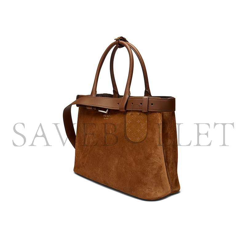 PRADA LARGE BUCKLE PRADA BUCKLE SUEDE BAG WITH BELT 1BA416 (38*27*14cm)